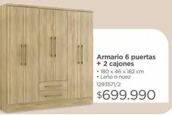 Easy Armario 6 puertas + 2 cajones • 180 x 46 x 182 cm • leño o nuez 1293571/2 oferta