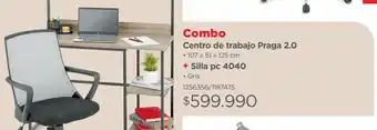 Easy Combo centro de trabajo praga 2.0 • 107 x 51 x 125 cm + silla pc 4040 • gris 1256356/1187475 oferta