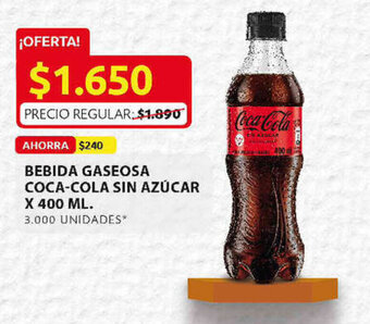 Ara Bebida Gaseosa Coca-Cola sin Azúcar x 400ml oferta