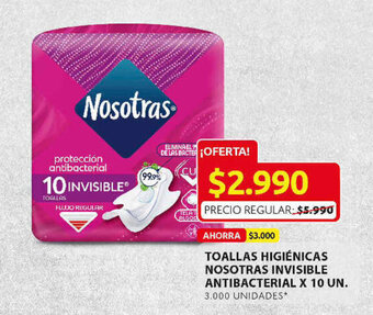 Ara Toallas Higiénicas Nosotras Invisible Antibacterial x 10 un oferta