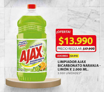 Ara Limpiador Ajax Bicarbonato Naranja Limón x 2.000ml oferta