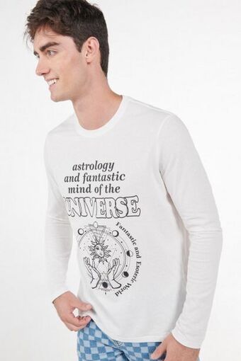 Koaj Camiseta unicolor con estampado en frente y mangas largas oferta