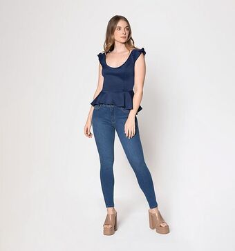 Studio F Jean ultraslim pretina cruzada dos broch oferta