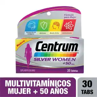 Superdroguería Olímpica Centrum silver women suplemento dietario multivitamínico mujer +50 años x30 tabletas oferta