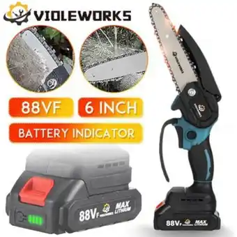 Linio Violeworks 6 pulgadas 3500w 88v mini sierra de cadena eléctrica con indicador de batería herramienta de carpintería recargabl oferta