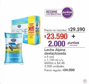 Metro Leche alpina deslactosada x 6un oferta