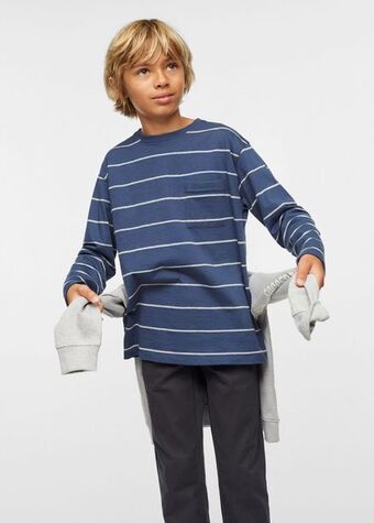 Mango Camiseta algodón rayas oferta