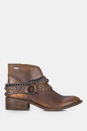 Vélez Botines texanos de cuero para mujer detalles de cadenas oferta