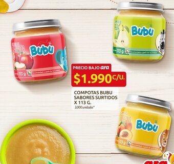 Ara Compotas Bubu Sabores Surtidos 113g oferta