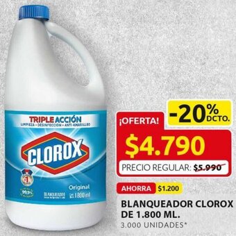 Ara Blanqueador Clorox de 1,800ml oferta