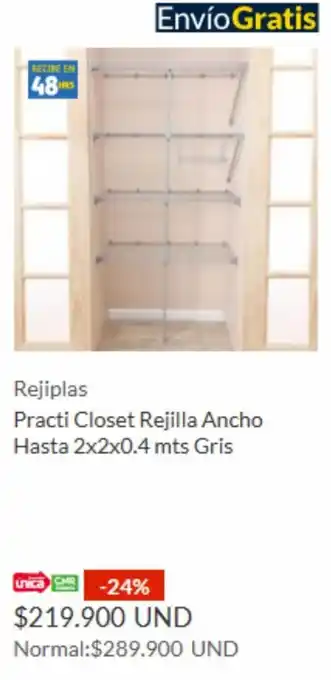 Homecenter Rejiplas Practi Closet Rejilla Ancho Hasta 2x2x0,4 mts Fris oferta