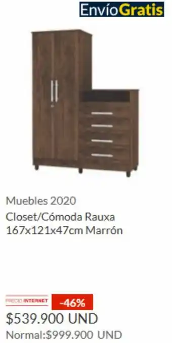 Homecenter Muebles 2020 Closet/Cômoda Rauxa 167x121x46cm Marrón oferta