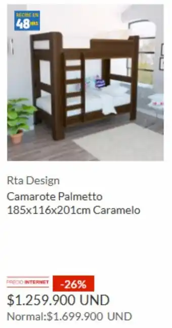 Rta Design Camarote Palmetto 185x116x201cm Caramelo