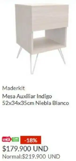 Homecenter Maderkit Mesa Auxiliar Indigo 52x34x35cm Niebla Blanco oferta