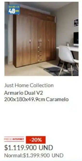 Homecenter Just Home Collection Armario Dual V2 200x180x49,9cm Caramelo oferta
