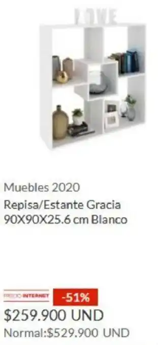 Homecenter Muebles 2020 Resipa/Estante Fracia 90x90x25,6 cm Blanco oferta