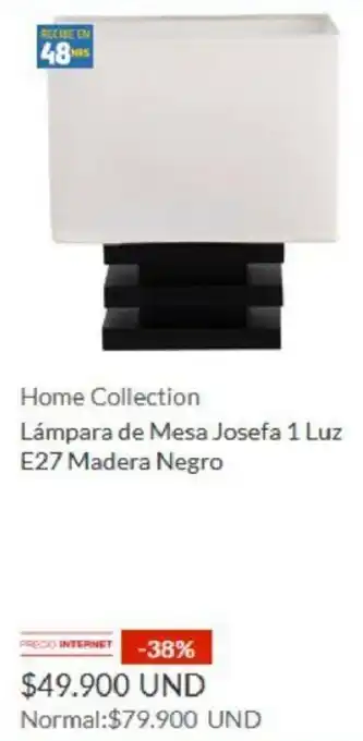 Homecenter Home Collection Lámpara de Mesa Josefa 1 Luz E27 Madera Negro oferta