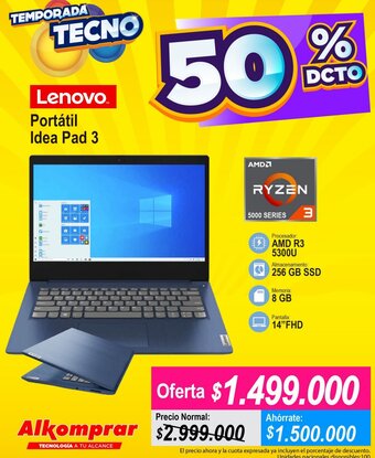 Alkomprar Lenovo Portátil Idea Pad 3 oferta