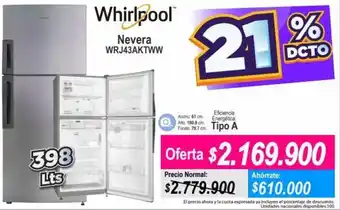 Alkomprar Whirlpool Nevera 398L oferta