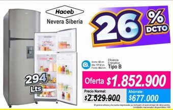 Alkomprar Haceb Nevera Siberia 294L oferta
