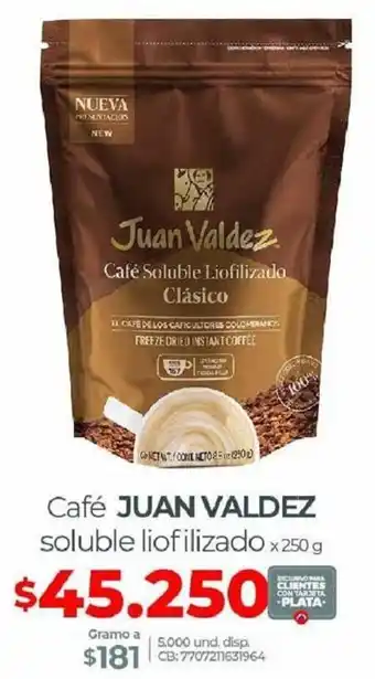 Olímpica Café Juan Valdez Soluble Liofilizado 150g oferta