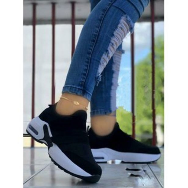 Linio Tenis negro doble cierre mágico dama zapatos mujer lindos de moda y estilo oferta