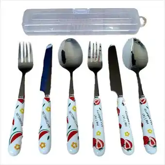 Éxito Set cubiertos x3 acero frutas cuchara cuchillo tenedor lujo oferta