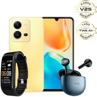 Linio Celular vivo v25 - 128gb - dorado amanecer + audífonos + banda oferta