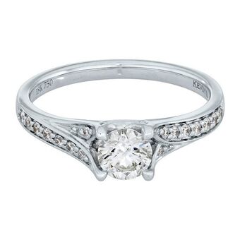 Kevin's Joyeros Anillo compromiso en oro blanco de 18 kilates, con diamante central de 0.50 ct y decoración en diamantes de 0.16 ct oferta