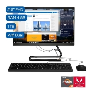 Alkomprar Computador All In One LENOVO 21,5 "; Pulgadas AIO 3 Ryzen 3 4GB Ram Disco Duro 1TB Negro oferta