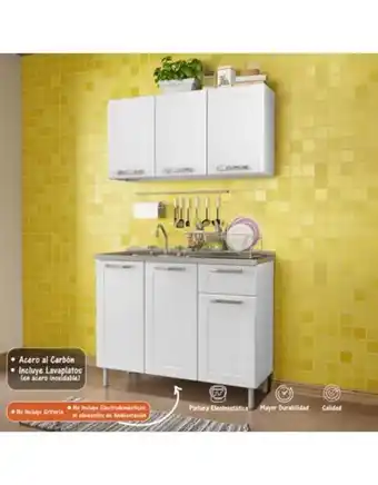 Flamingo Proyecto multipla bertolini 1,75m con lavaplatos blanco oferta