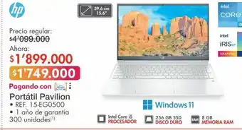 Metro Hp portátil pavilion • ref. 15-eg0500 oferta