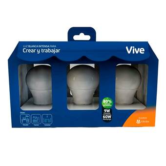 Falabella Kit x 3 Bombillos Vive Led 9W luz fría oferta