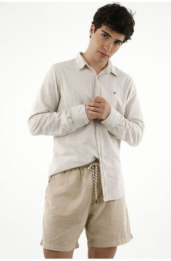 Bermuda café con bolsillos para hombre