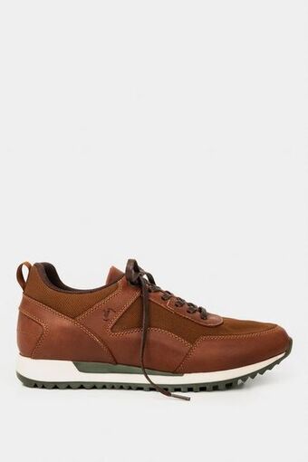 Vélez Tenis engeil de cuero para hombre suela bicolor cafe oferta