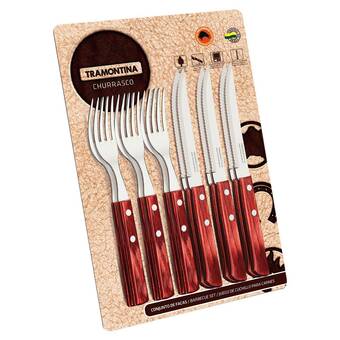 Falabella Juego de Cubiertos Asado Polywood Rojo x 12 Piezas oferta