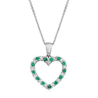 Kevin's Joyeros Gargantilla en oro blanco de 18 kilates, corazones, con esmeraldas de 0.10 ct y diamantes de 0.12 ct, 40 cm. de largo, 0.50 m oferta