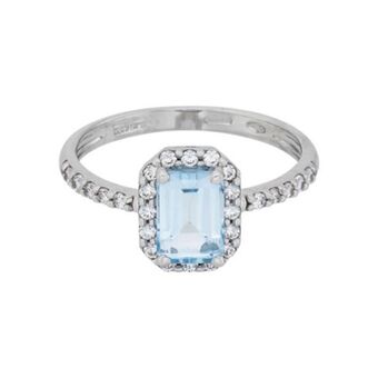 Kevin's Joyeros Anillo en oro blanco de 18 kilates, con topacio central y decoración en zircones oferta