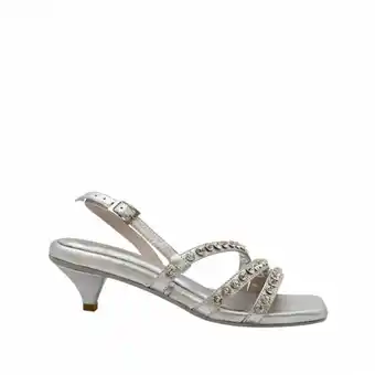 Bon-Bonite Sandalia de tacón en cuero color gris plata oferta