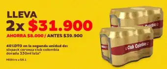 Oxxo Sixpack Cerveza Club Colombia Dorada 2 x 330ml lata oferta