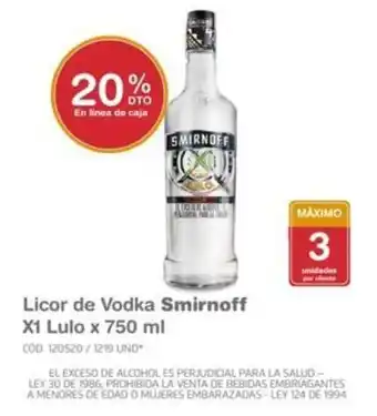 Makro Licor de Vodka Smirnoff X1 Lulo x 750ml oferta