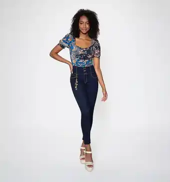 Studio F Jean ultraslim, tiro alto, pretina ancha oferta
