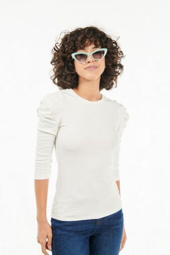 Koaj Camiseta manga corta unicolor, con recogido en mangas. oferta