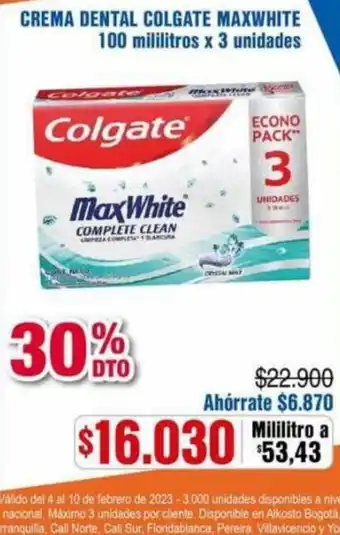 Alkosto Crema Dental Colgate Maxwhite 100ml x 3Un oferta