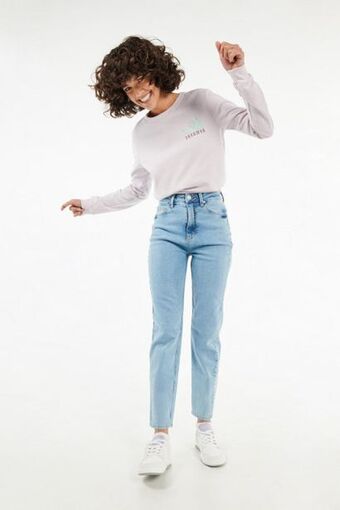 Koaj Jean mom fit tiro super alto azul claro sin rotos. oferta