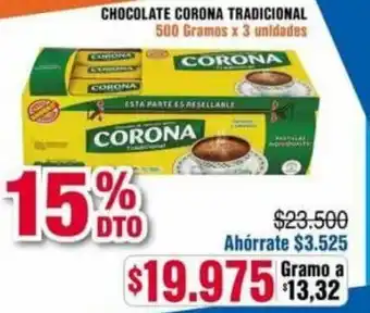 Alkosto Chocolate Corona Tradicional 500g x 3unid oferta