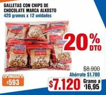 Alkosto Galletas con Chips de Chocolate Marca Alkosto 420g x 12Unid oferta