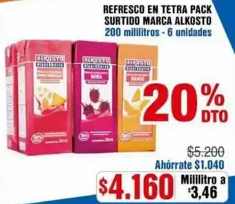 Alkosto Refresco En Tetra Pack Surtido Marca Alkosto 200ml - 6Unid oferta