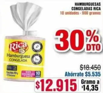Hamburguesa Congeladas Rica 10 Unid-900g