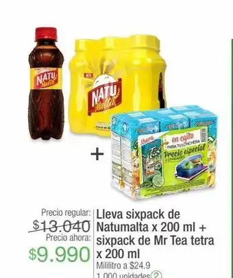 Jumbo Lleva sixpack de natumalta x 200 ml + sixpack de mr tea tetra x 200 ml oferta